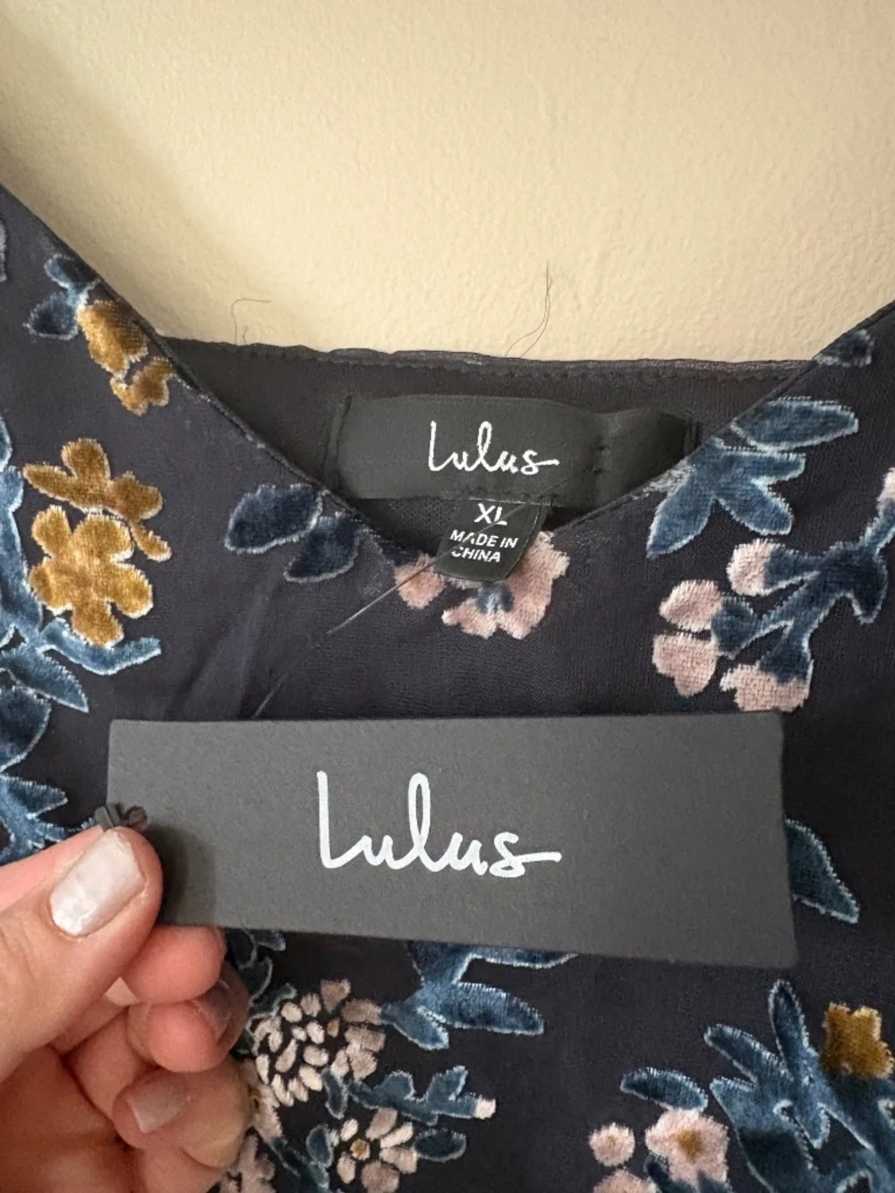 Lulus Evenings with You Dark Teal Floral Velvet Asymmetrical Dress XL Whimsigoth - Picture 6 of 11